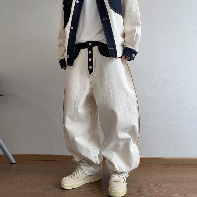 dannyandzeeデニムパッチワークカーブパンツ | mblueshop