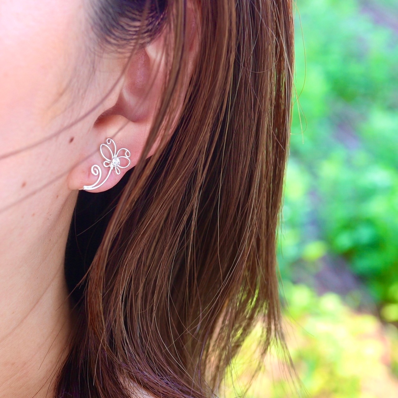 s925 シンプル蝶々シルバーイヤーカフ　/ イヤリング　/ ピアス