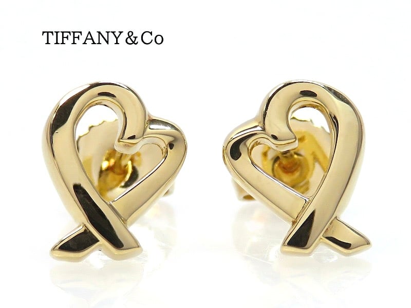 TIFFANY&Co ティファニー 750 ラビングハート ピアス ゴールド 