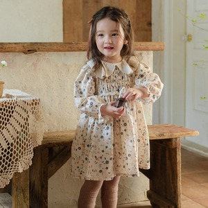 秋レトロ花柄レースカラーワンピース3色