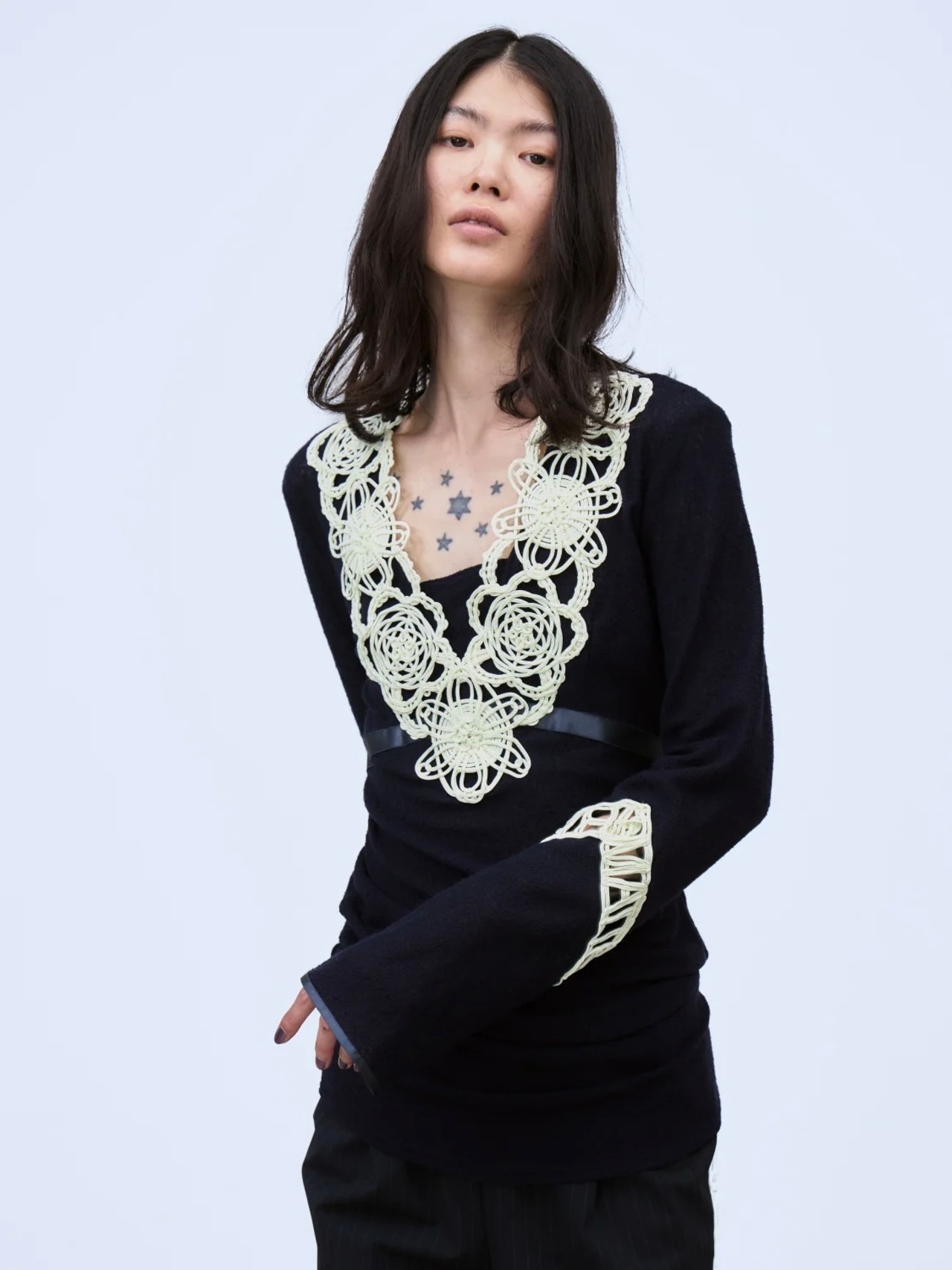 【26AW】THINGS THAT MATTER シングスザットマター / トップス / MICROCOSMOS LACE SHEER TOPS　0586TM0671P - 1