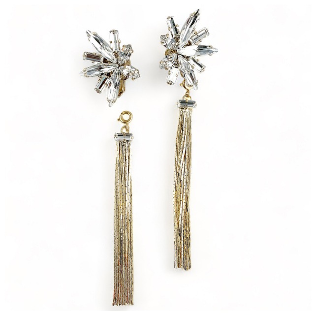 TWINKLE 流れ星メタルタッセルイヤリング＆ピアス【TER-251-GO,SI,BK】