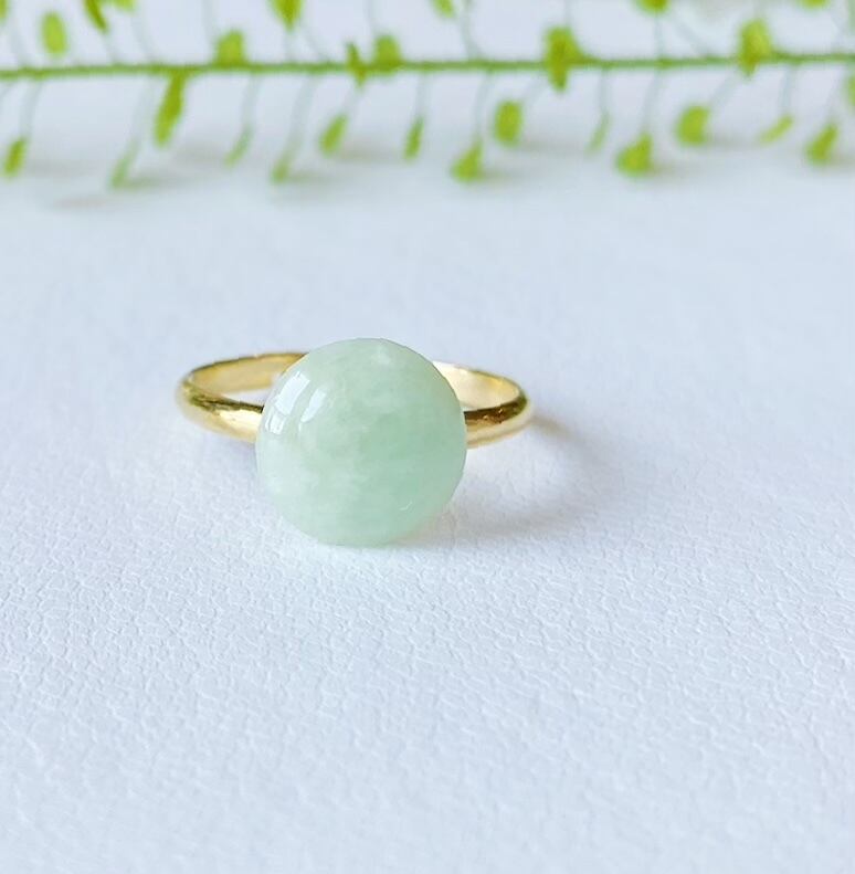 大粒 ビルマ翡翠のぷっくりリング フリーサイズ -Lieselotte-