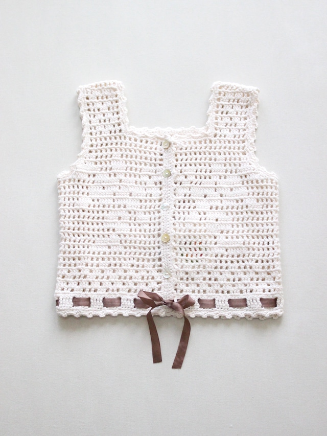 iver and isla  lace crochet camisole. natural  6y