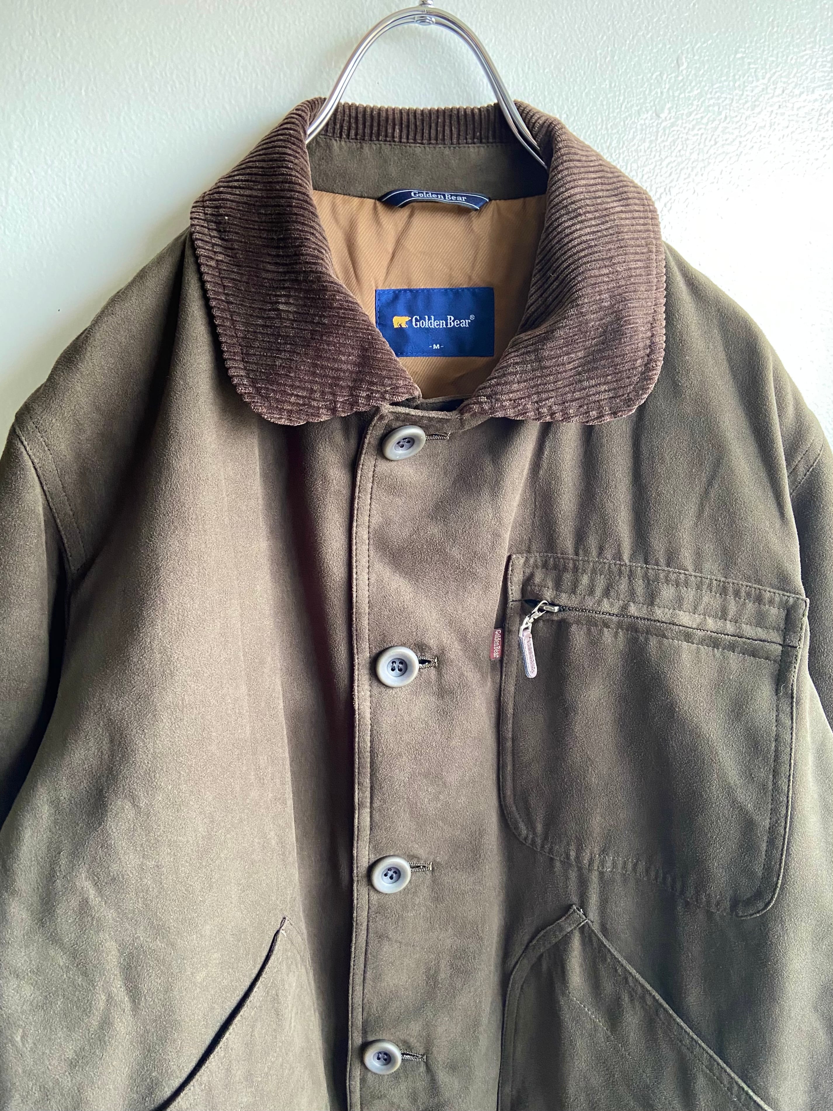 GOLDEN BEAR/ゴールデンベア オイルドジャケット カバーオール カーキ 襟コーデュロイ ミリタリー
