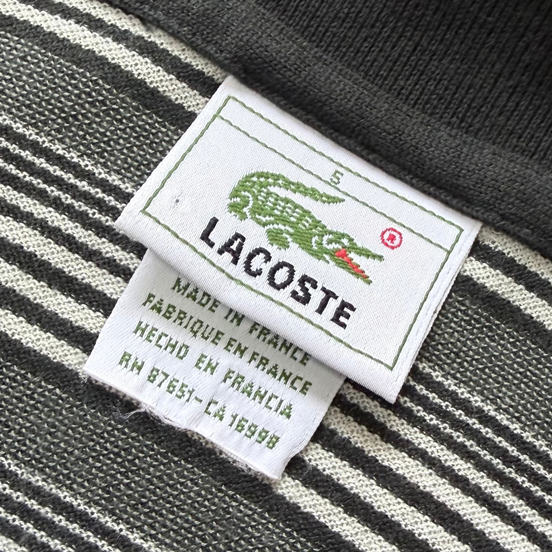 LACOSTE 90s フランス製 F5191 コットン 鹿子 半袖ポロシャツ モス