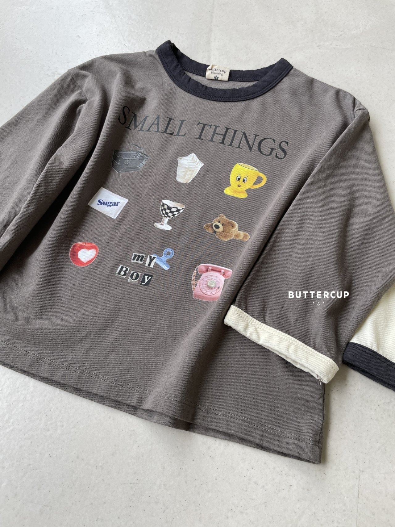 【Butter cup】スモールシングロンT 80〜110cm チャコール 241018 - 5