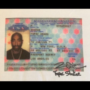 2pac passport print T-shirt white