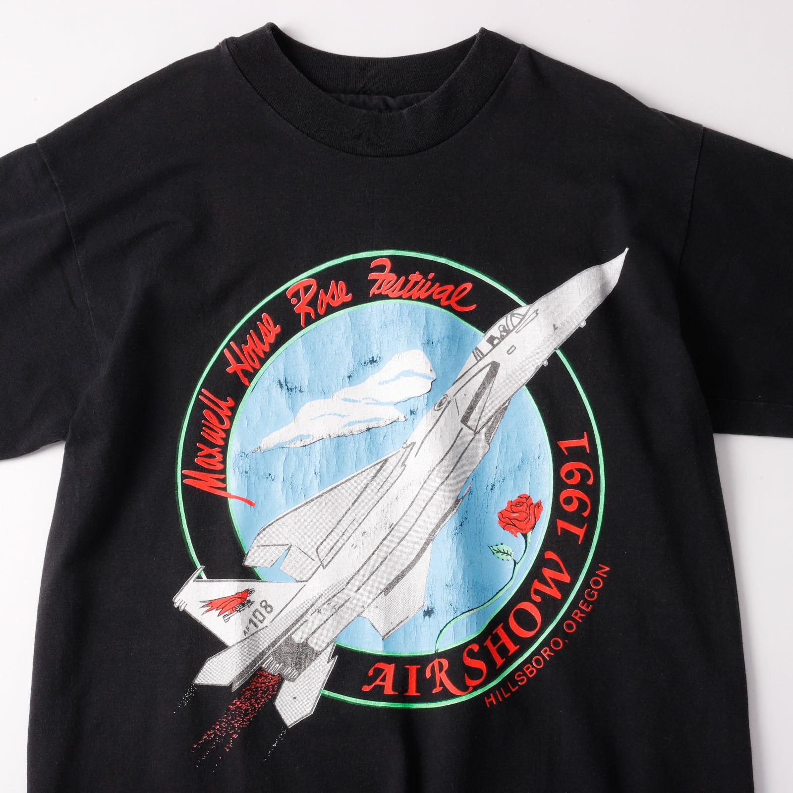 U.S. AIR FORCE 染み込み Tシャツ 袖裾共シングルステッチ 軍物 極美品】