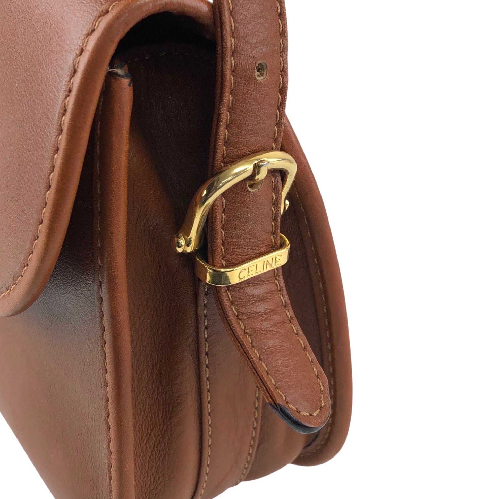 CELINE セリーヌ ショルダーバッグ ブラウン ガンチーニ レザー