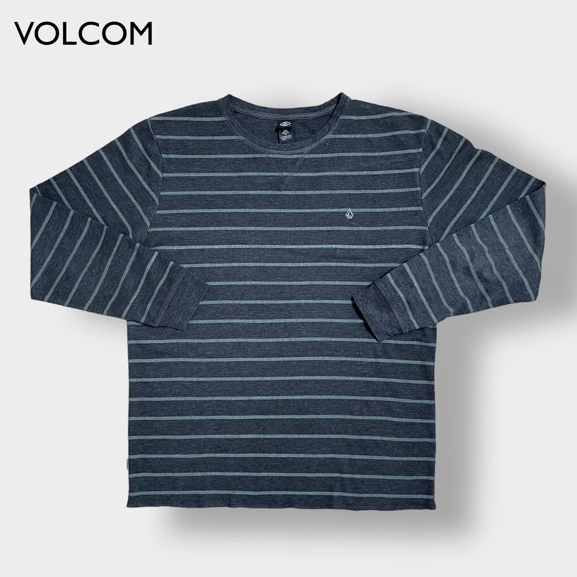 【VOLCOM】ワンポイント 刺繍ロゴ サーマルシャツ ボーダー 長袖