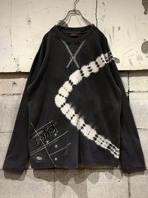 【Caka otto】Dyed Line Design Loose L/S Sweat Shirt