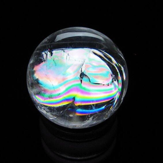 アイリスクォーツ 水晶玉 虹入り 27mm 水晶 丸玉 スフィア 置物 原石 一点物 141-8690