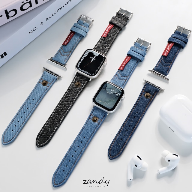 【デニムレザーバンド】B008 アップルウォッチバンド デニム&レザーベルト Apple Watch