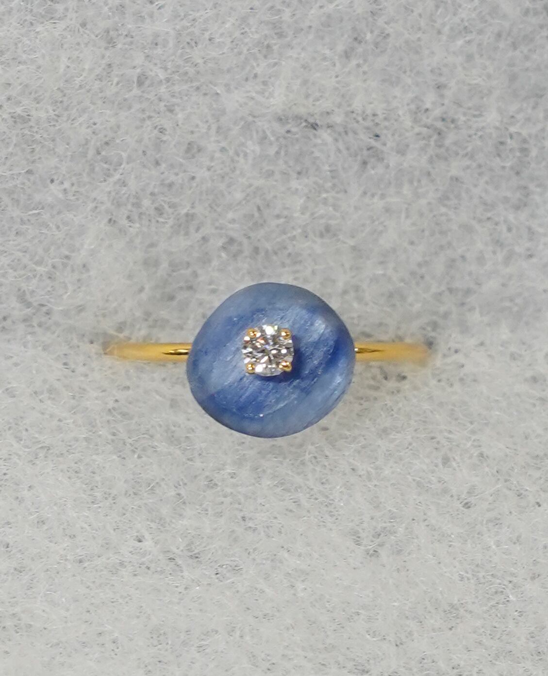 (SV)Thalatta stone ring Kyanite×Moissanite