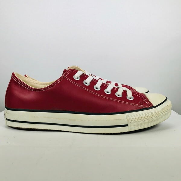 90's CONVERSE コンバース ALL STAR LOW オールスターロー レザースニーカー RED LEATHER レッド 赤  デッドストック NOS US8 USA製 希少 ヴィンテージ | agito vintage