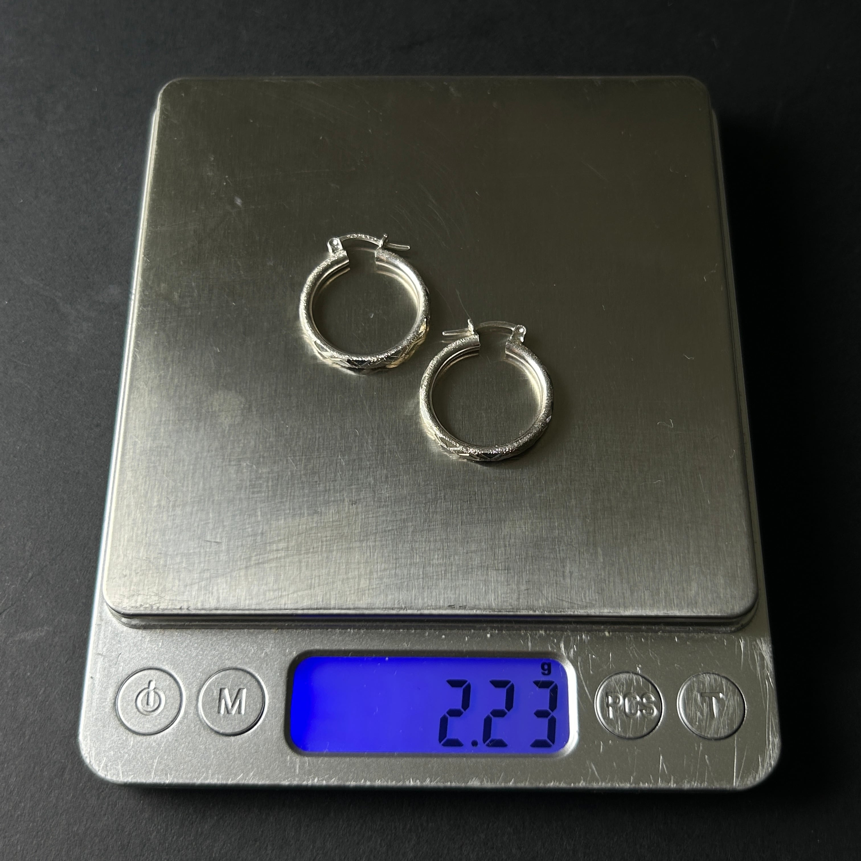 メキシコ タスコ製 Taxco シルバー925 総柄デザインフープピアス