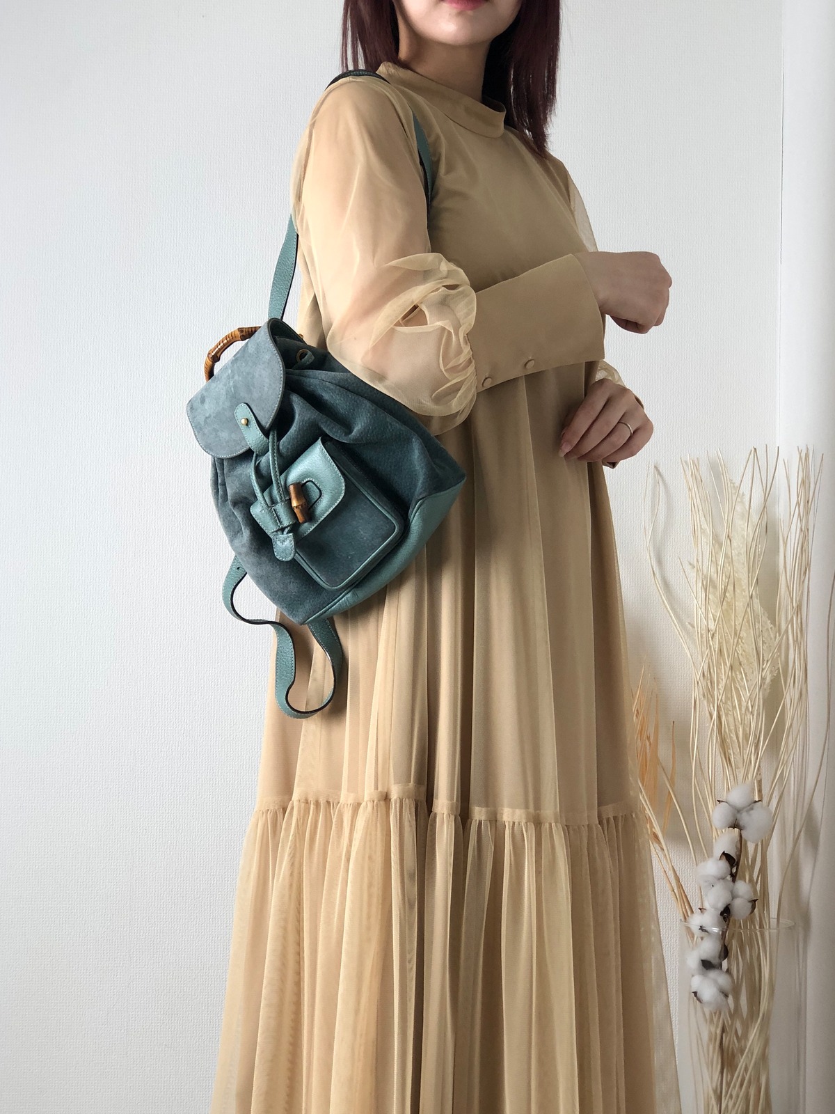 GUCCI グッチ スウェード バンブー リュック バックパック ブルー 