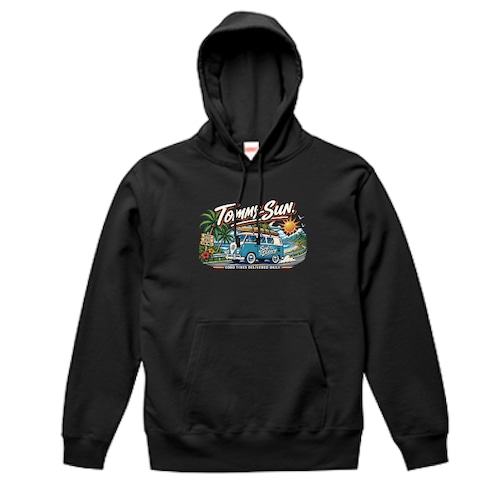 "RETRO SURF VAN" クラシックビーチグラフィック プルオーバーパーカ