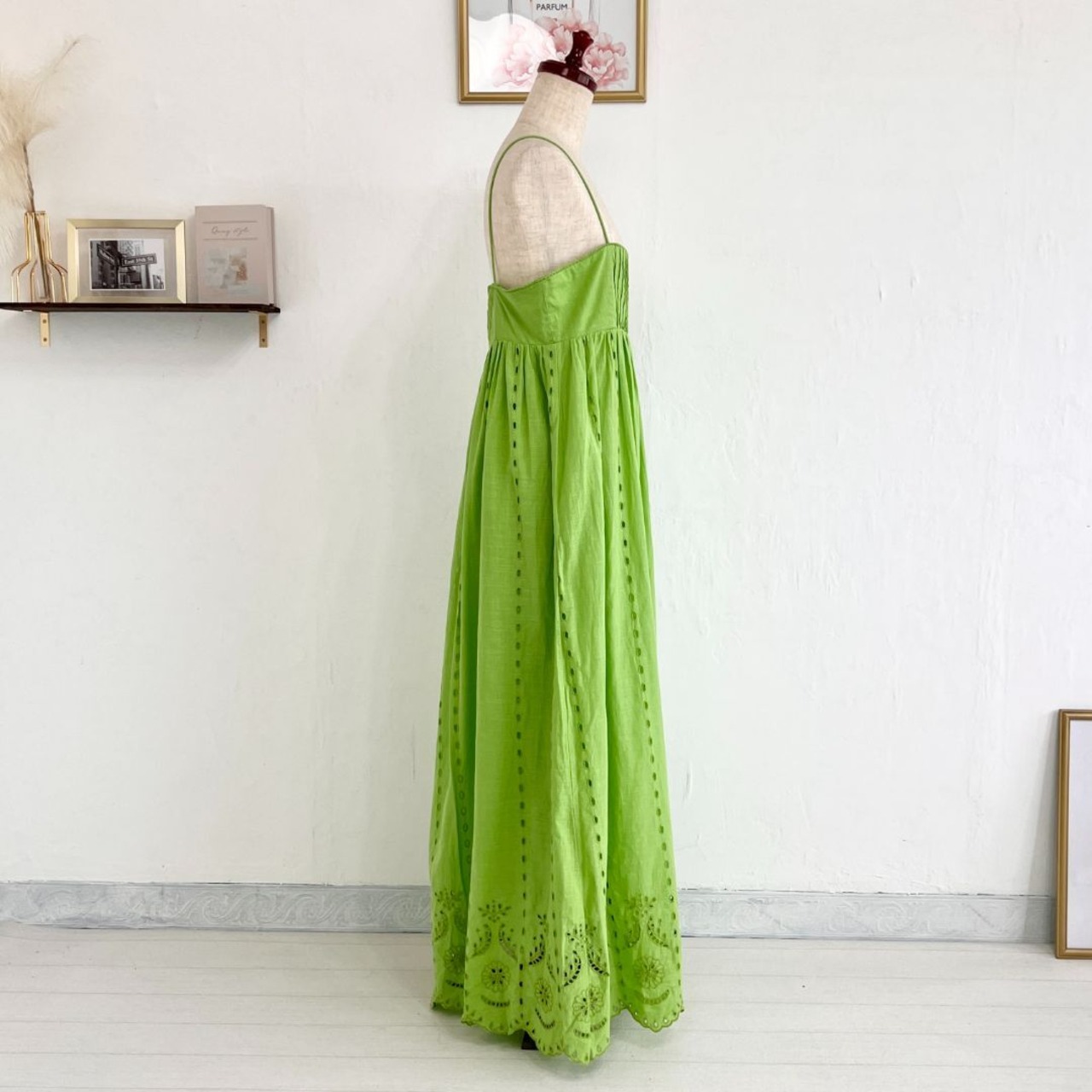 未使用品 ZARA コットンワンピ キャミソール ロング丈 マキシ丈 刺繍 
