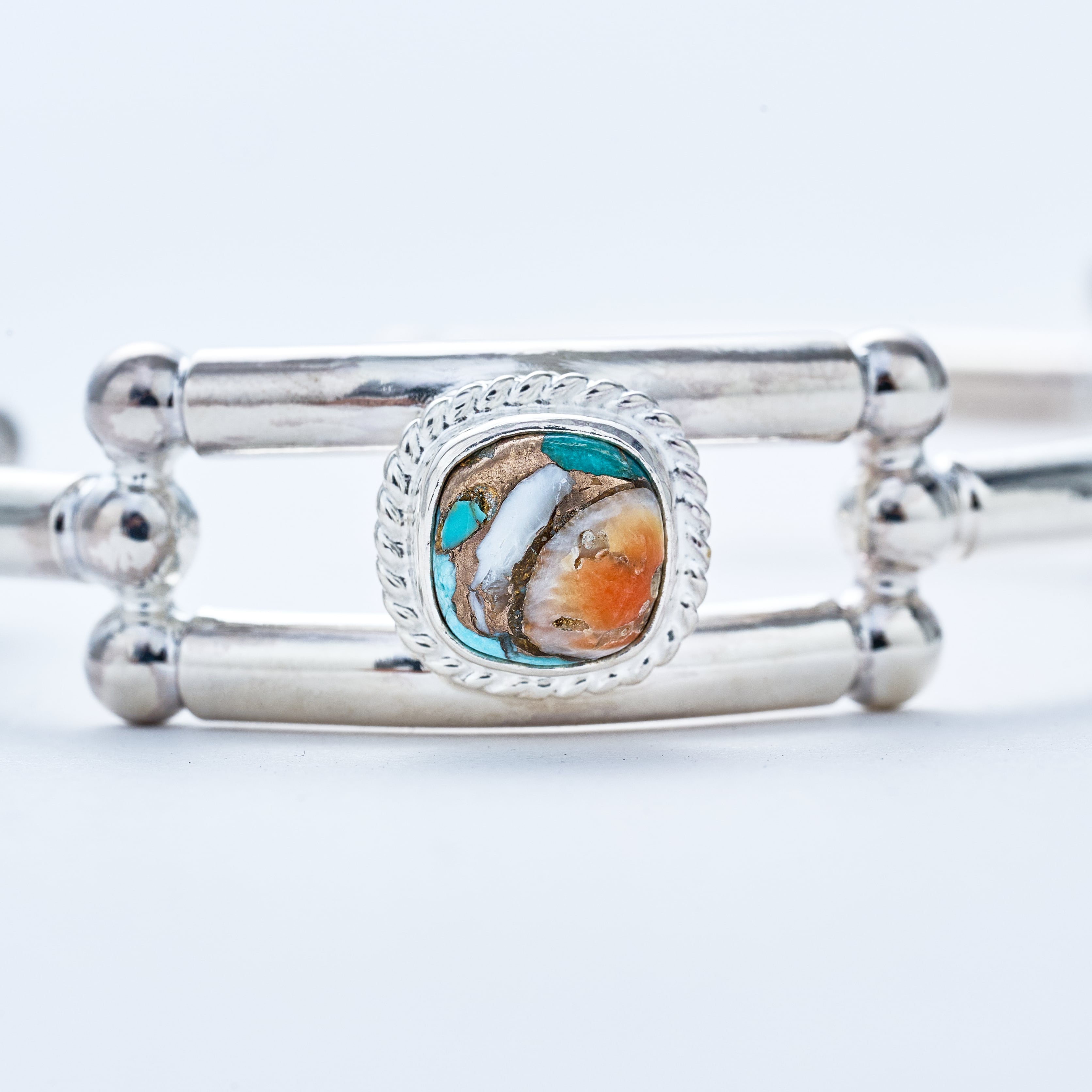 BN-094 Beastplate Bangle (Double copper turquoise) | WAKAN