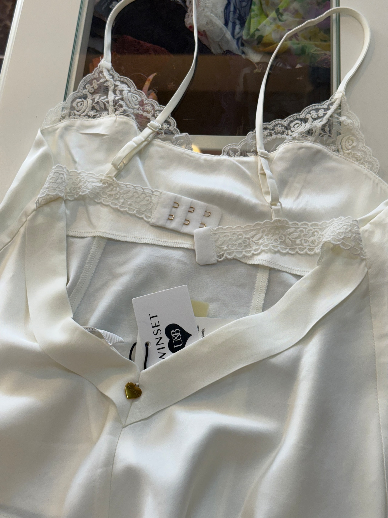 レース付きショートサテンパジャマ ツインセット