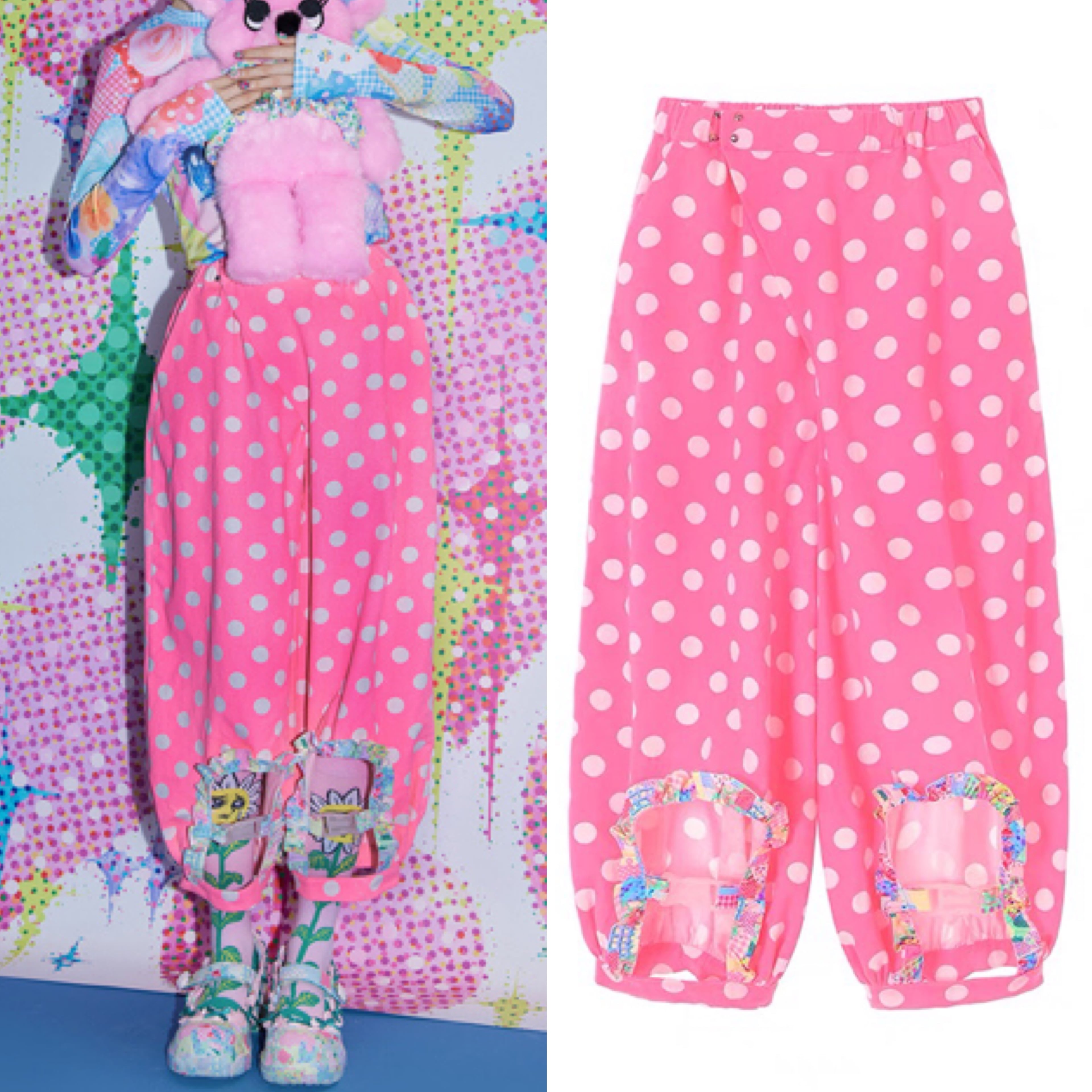 【即買い〇】Omighty赤と白の水玉　パンツ y2k ズボン ドット ピンク 水玉 ドット パンツ ズボン ボトムス | LOVEYsmileSHOP