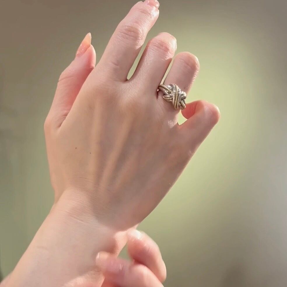 TIFFANY&CO.】【11号】2459 silver925×18kコンビシグネチャーリング／X