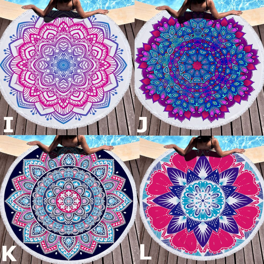 ラウンド マット 曼荼羅 マンダラ 直径 150cm ビーチタオル おしゃれ