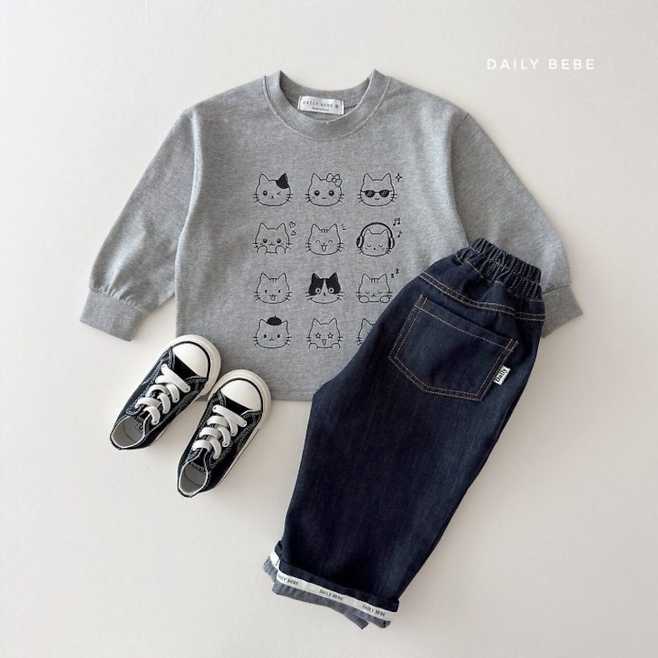 韓国子供服 / 26Autumn / 〖取寄〗DAILYBEBE / ロールアップデニムパンツ / キッズ服 / ジュニア服 / 秋服 *XS~JL*