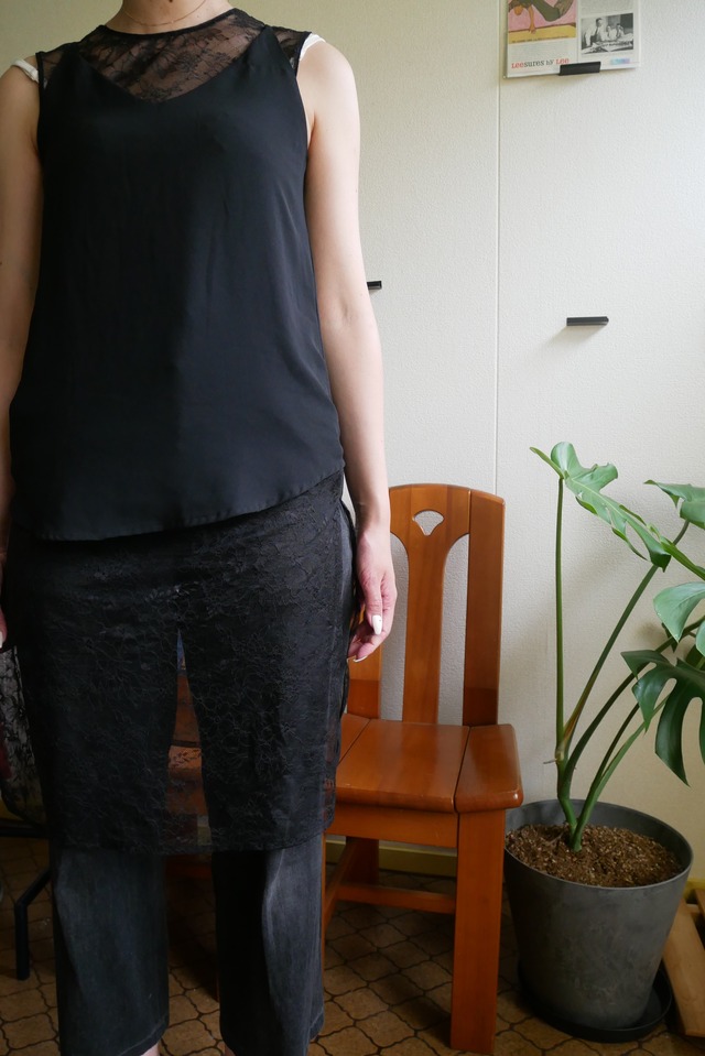 black lace layered top