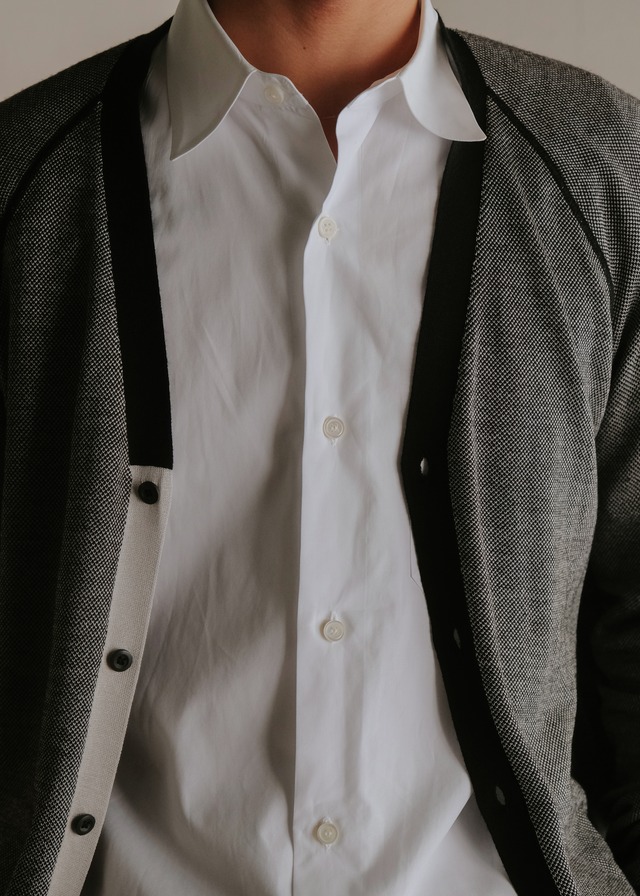 PRADA raglan sleeves silk wool bi-color cardigan