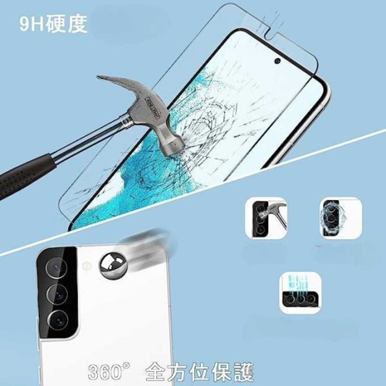 GalaxyS22 透明ケース+保護フィルムセット カメラのフィルム付き