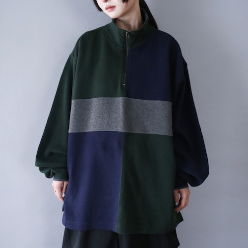 multi switching good color design half-zip pullover