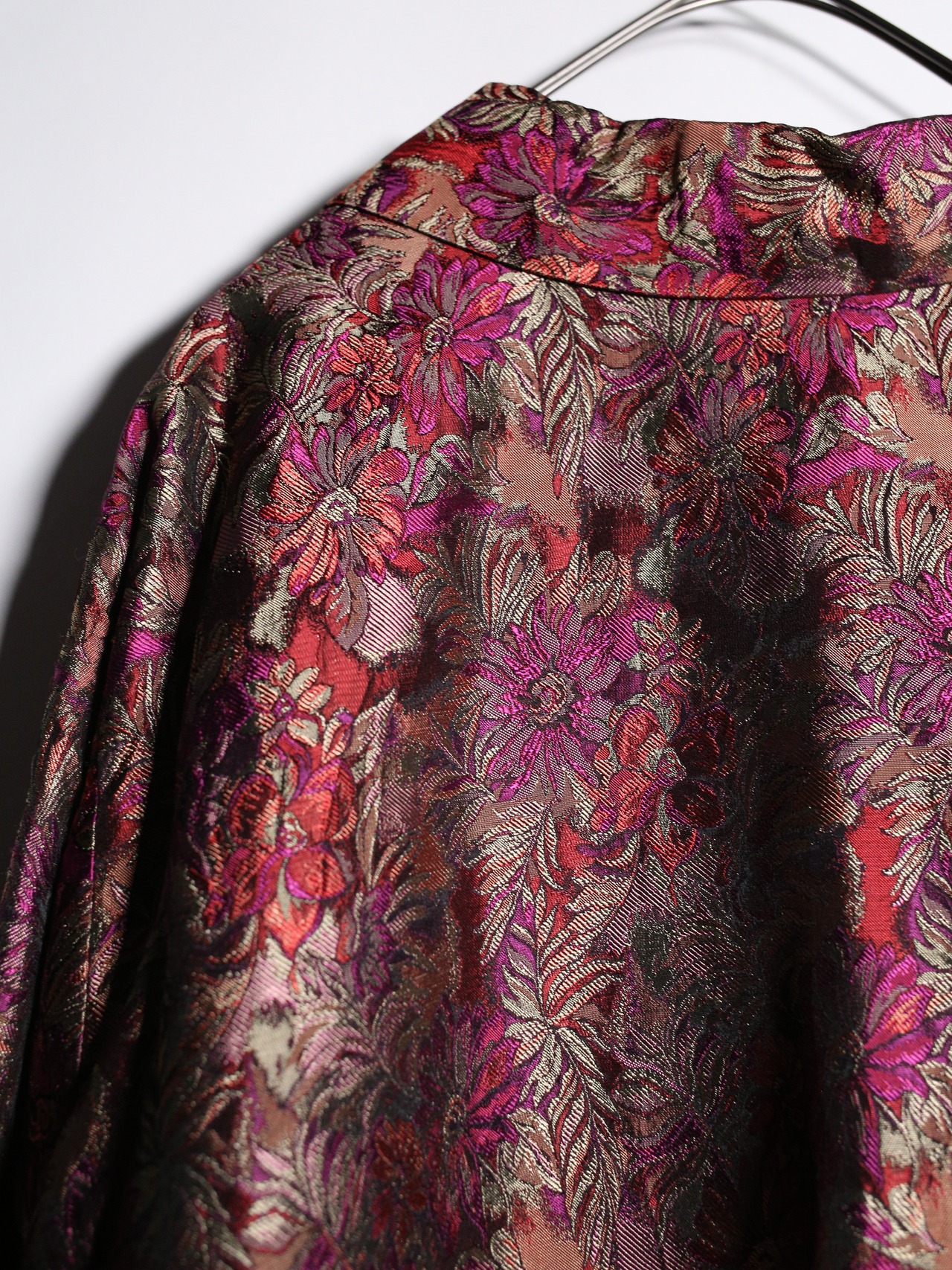 gloss fabric flower pattern wide silhouette shirt jacket - 13