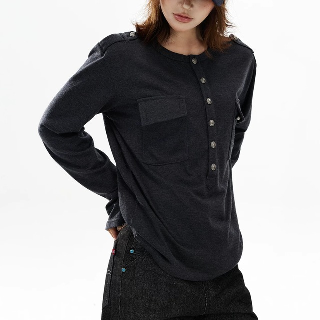 double-pocket front-button tee　ダブルポケットフロントボタンティー　J2124