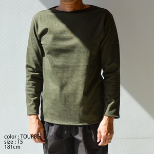 セントジェームス SAINT JAMES 無地ボートネックシャツ(OUESSANT)TOURBE(モスグリーン)