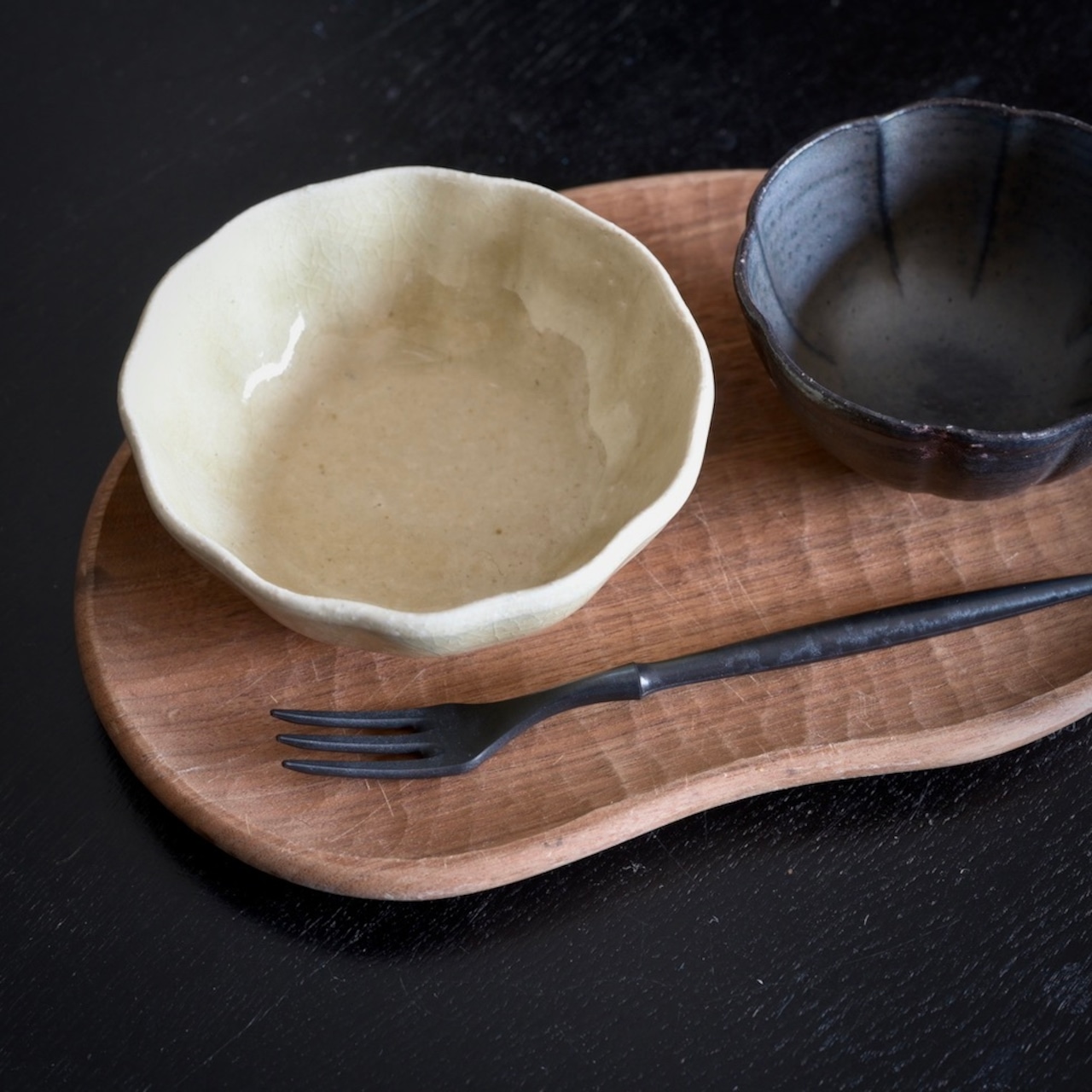 たくまポタリー 4寸鉢ひらひら鉢 灰釉