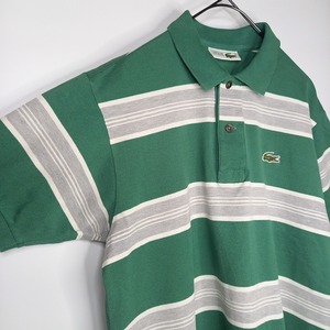 CHEMISE ラコステ　ラガー　ポロシャツ　半袖　ボーダー　シェルボタン　緑