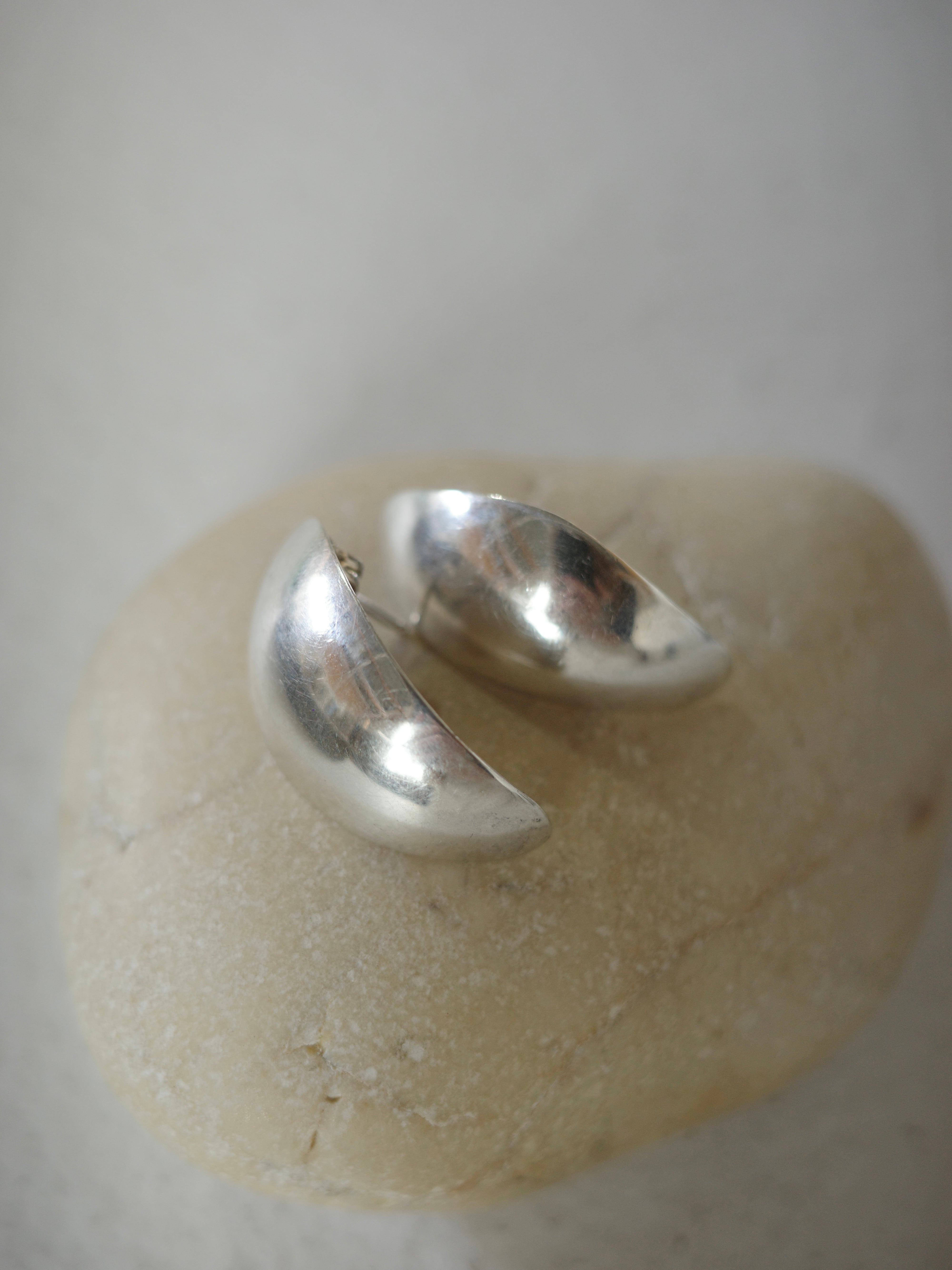<vintage silver925>curve plate pierce