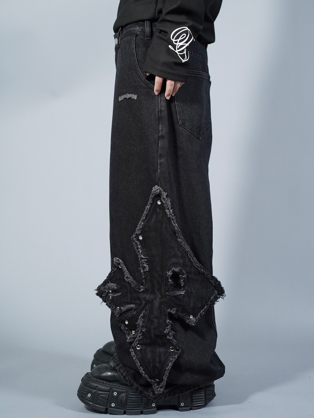 【LOVE KILLER】LK logo patch denim pants