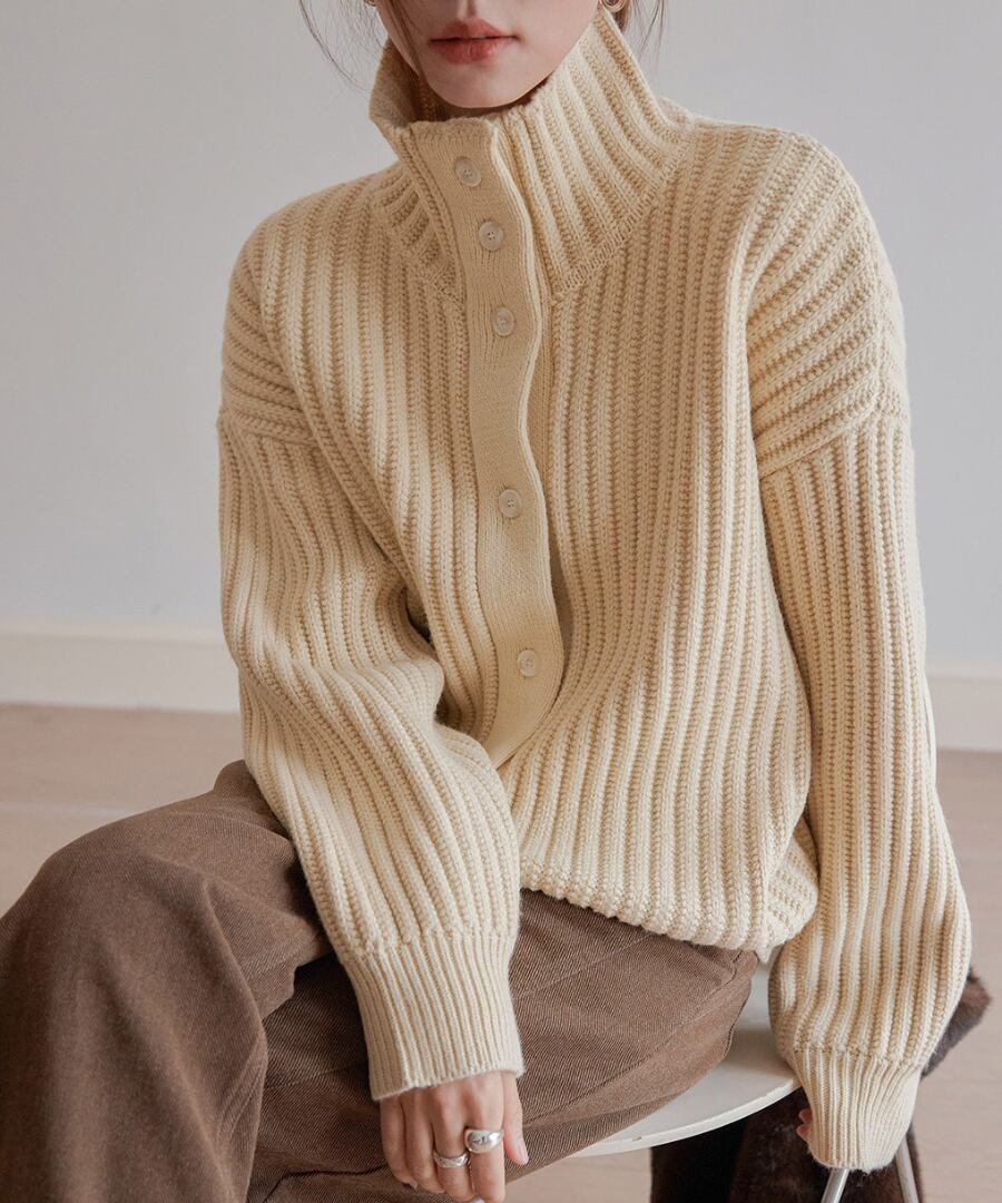 春色◆スタンドカラーカーディガン【a-50341】