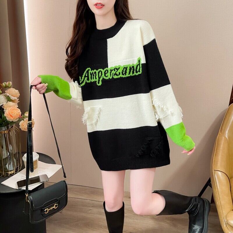 【tops】ボーダー柄ニットセーター M27501