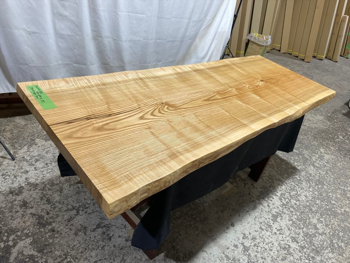 タモ3975 上杢 杢木 1900x750‐690x55mm 一枚板 無垢乾燥材 カウンター