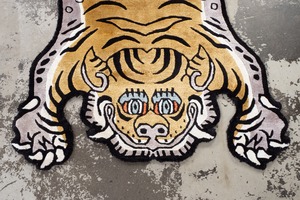 Tibetan Tiger Rug 《Sサイズ•シルク・オリジナル2・マスタードイエロー220》チベタンタイガーラグ