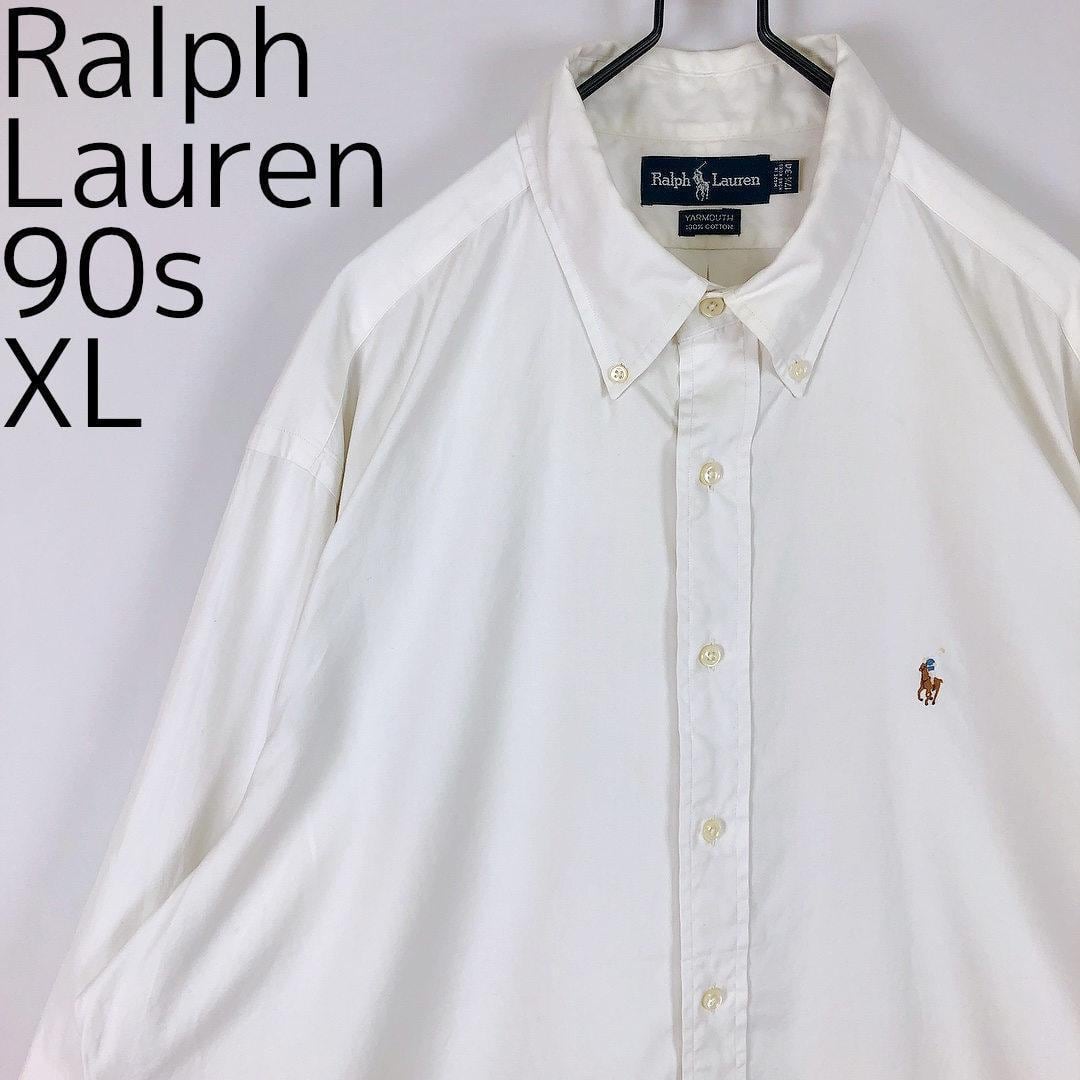 ラルフローレン☆ポニー刺繍ロゴ　半袖シャツ　BDシャツ　90s　　XL