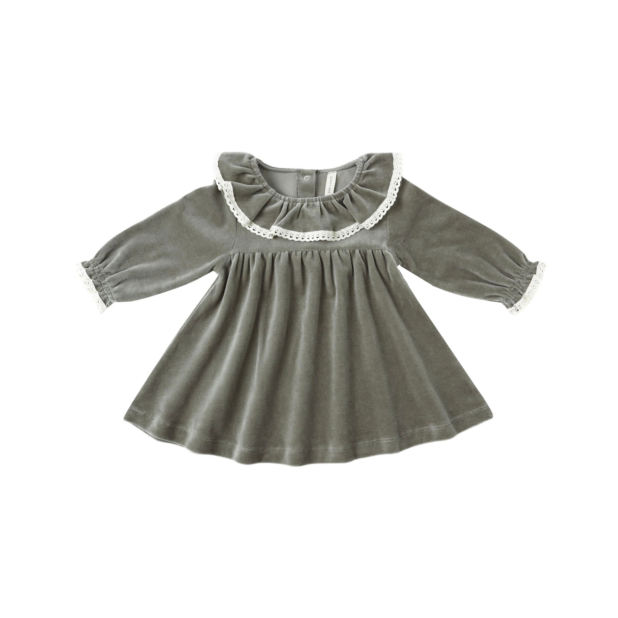 Quincy Mae(クインシーメイ) / 25aw VELOUR BABY DRESS / FOREST / 12-18M・18-24M・2-3Y