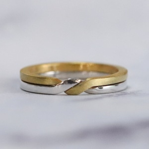【結婚指輪※1本用】ギメルリング_ノーマル_鏡面&マット仕上げ_Pt900(プラチナ)&K18YG(イエローゴールド)_幅3.0mm