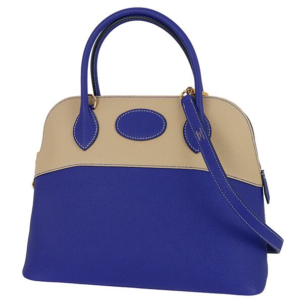 New HERMES エルメス ボリード 31 ハンドバッグ ショルダーバッグ ブルー ベージュ ヴォーエプソン 新品