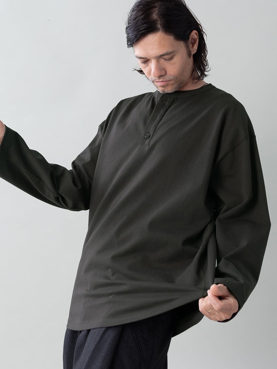 EGO TRIPPING (エゴトリッピング) FLATSEAMME-HENLEY ヘンリーネックロンTEE / CHARCOAL 666700-04